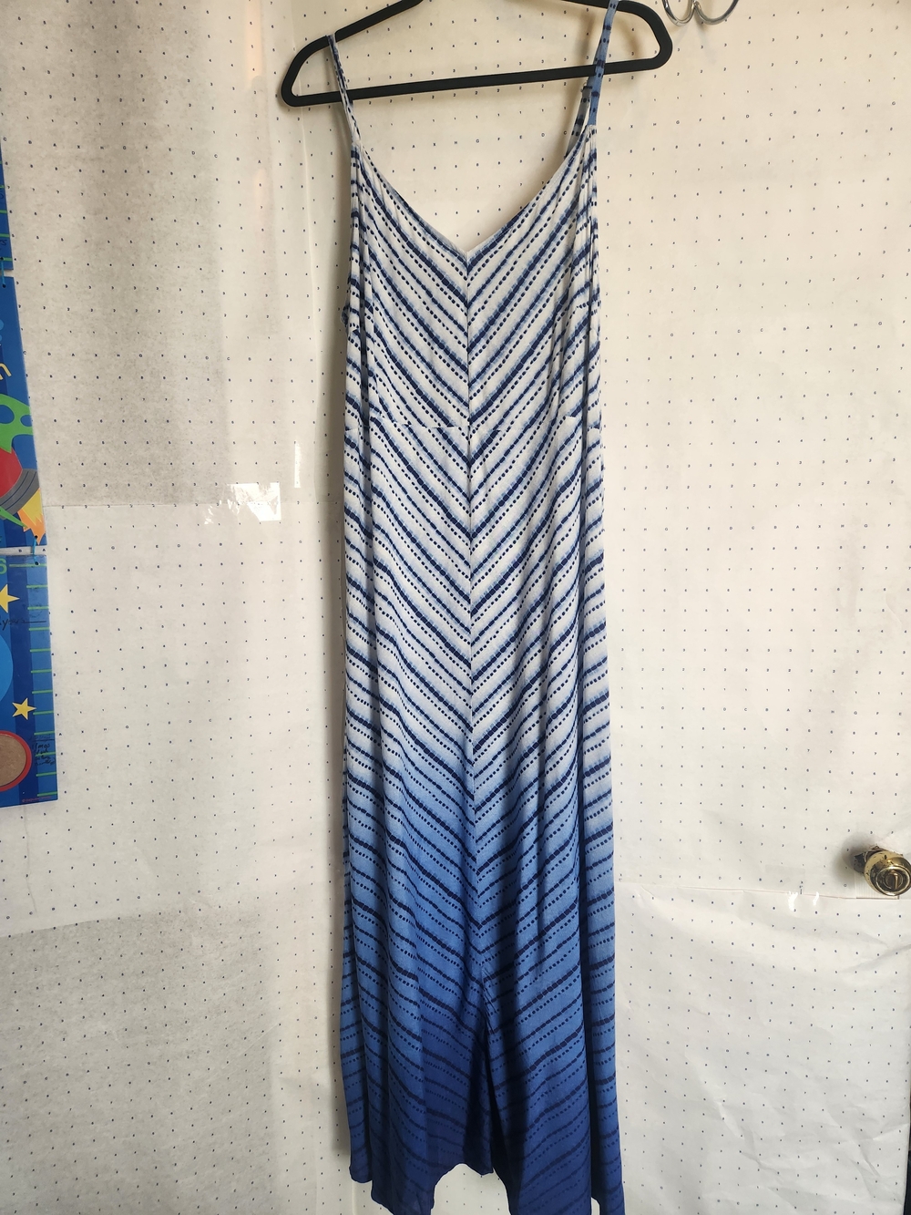 Cato Blue Ombre Striped Dress 18W Spaghetti Strap Adjustable Maxi